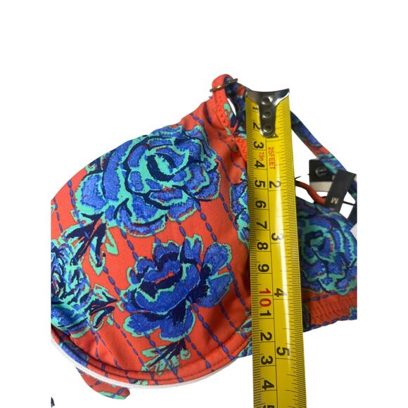 NWT $73 Sofia by Vix Iva Bia Triangle Bikini Top Floral Blue Red Medium M - Picture 6 of 6